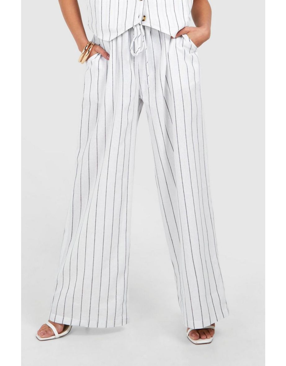 Petite Pinstripe Waistcoat Trouser Set - white - 3