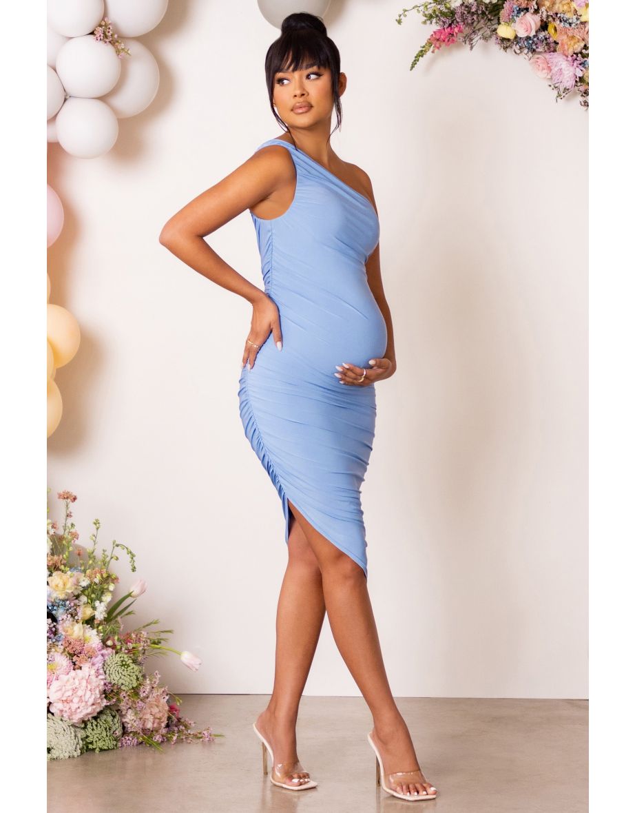 Contour White Maternity One Shoulder Bodycon Midi Dress – Club L London - UK