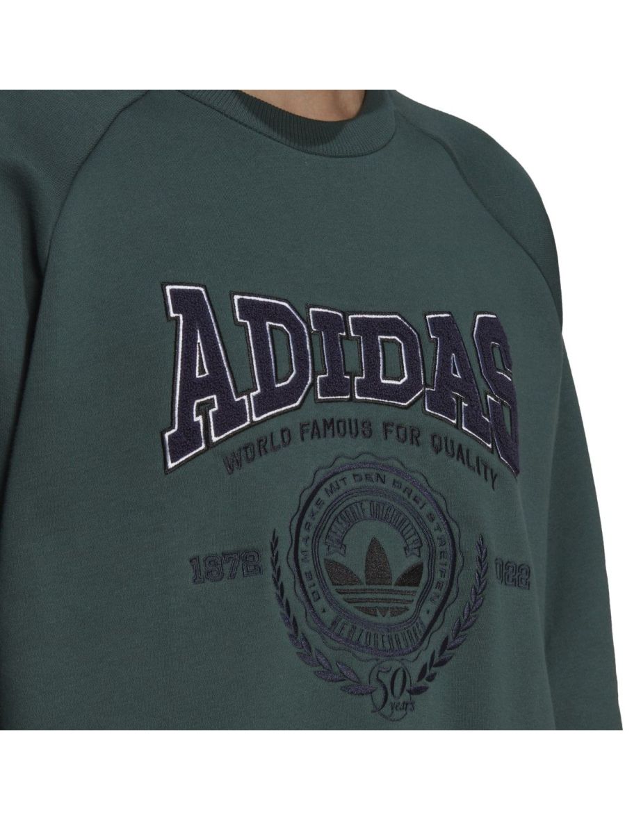 Men's adidas Originals Varsity Crew Neck Sweatshirt in Green - 6