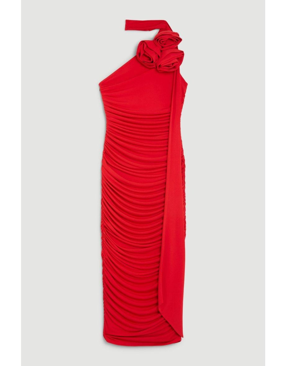 Tyra Banks - Drapey Ruched Jersey Rosette Midi Dress - 3