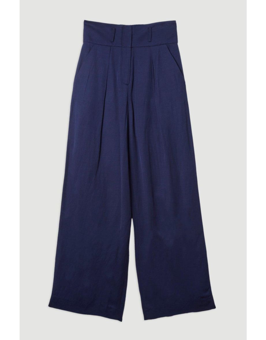 Tailored Viscose Linen Wide Leg Trouser - 3