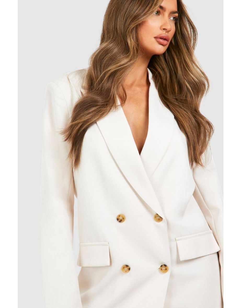 Double Breasted Oversized Blazer Dress - ecru - 3