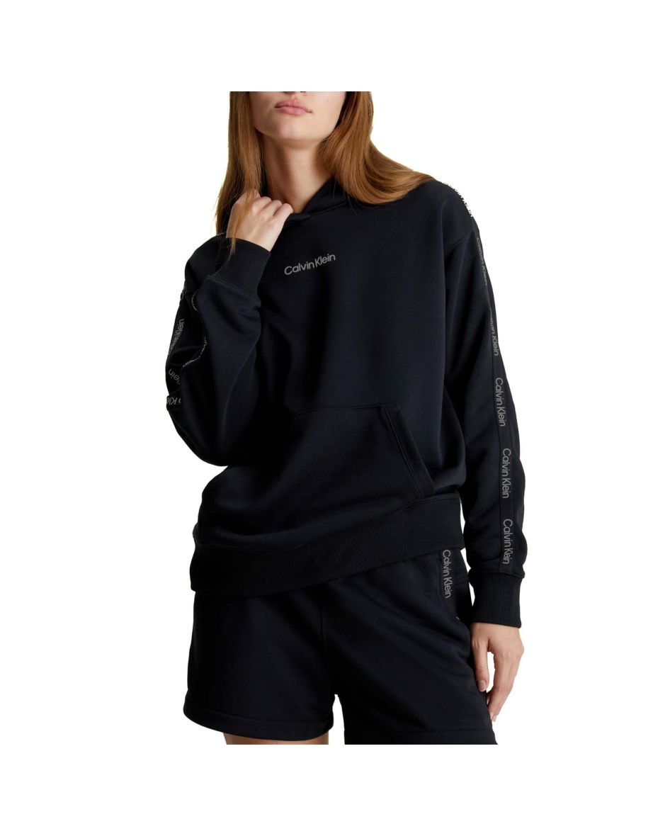 Women's Calvin Klein Sport Logo Hoodie in Black