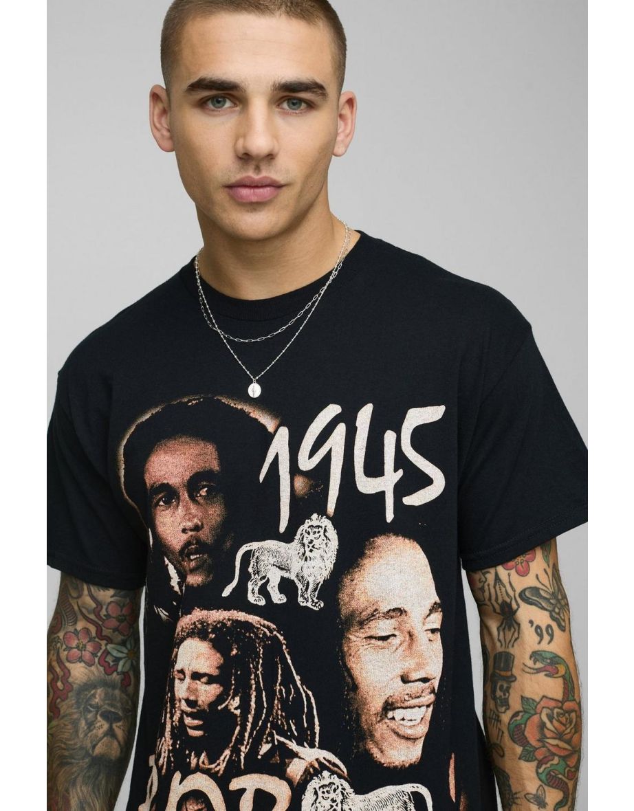 Oversized Bob Marley License Printed T-Shirt - black - 2