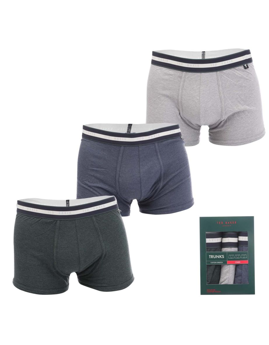 Men's Ted Baker 3 Pack of Cotton Boxer Briefs in Blue