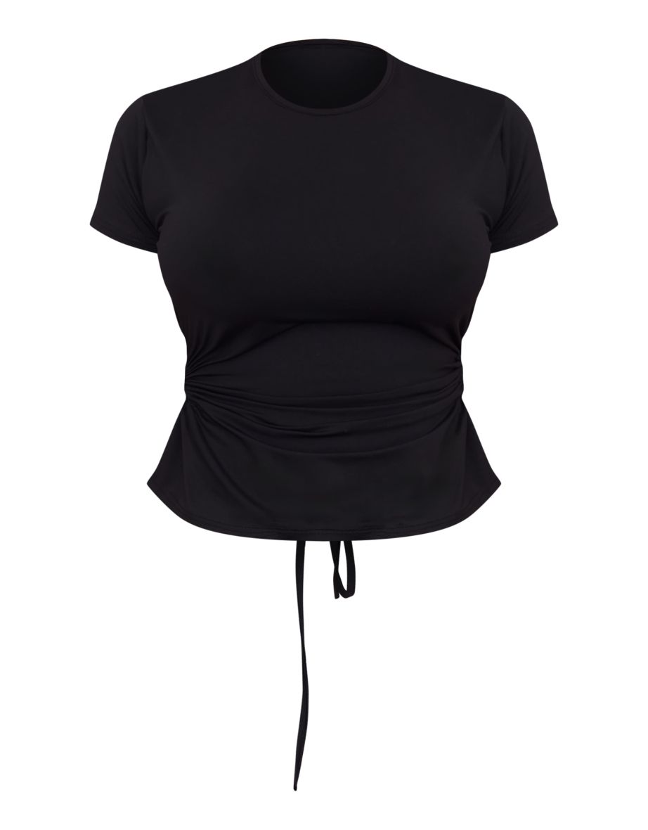 Black Slinky Backless T Shirt - 4