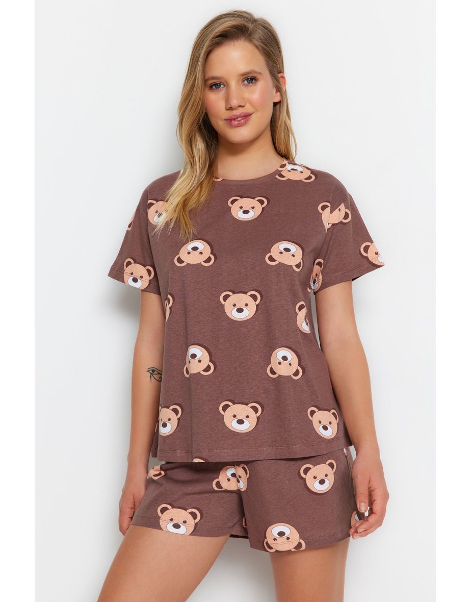 Pajama Set - Brown - Graphic