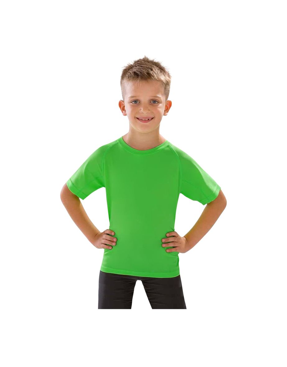 Spiro Childrens Boys Performance Aircool T-Shirt - Flo Green - 2
