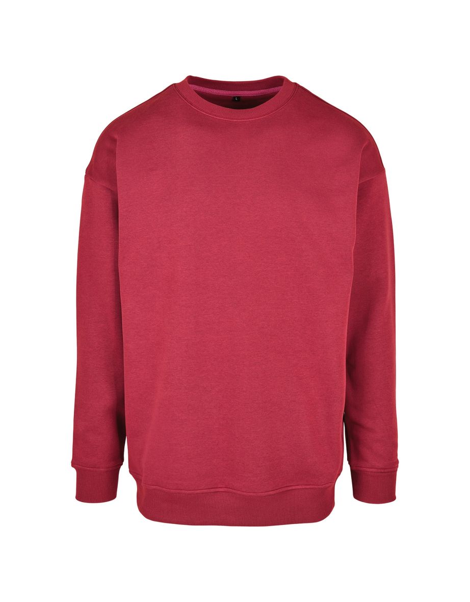 Build Your Brand Mens Crew Neck Plain Sweatshirt - Burgundy