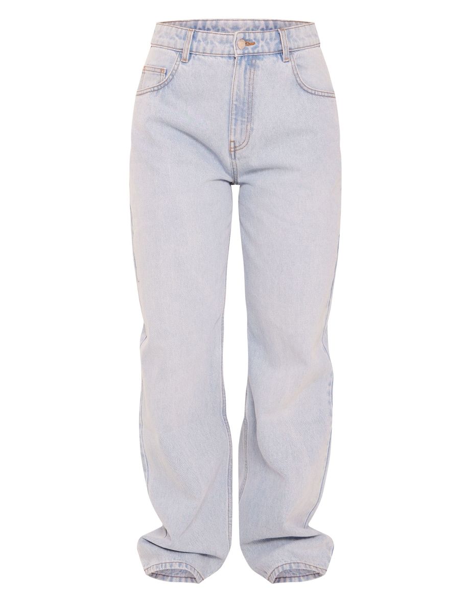 PRETTYLITTLETHING Light Blue Wash High Rise Boyfriend Jeans - 4