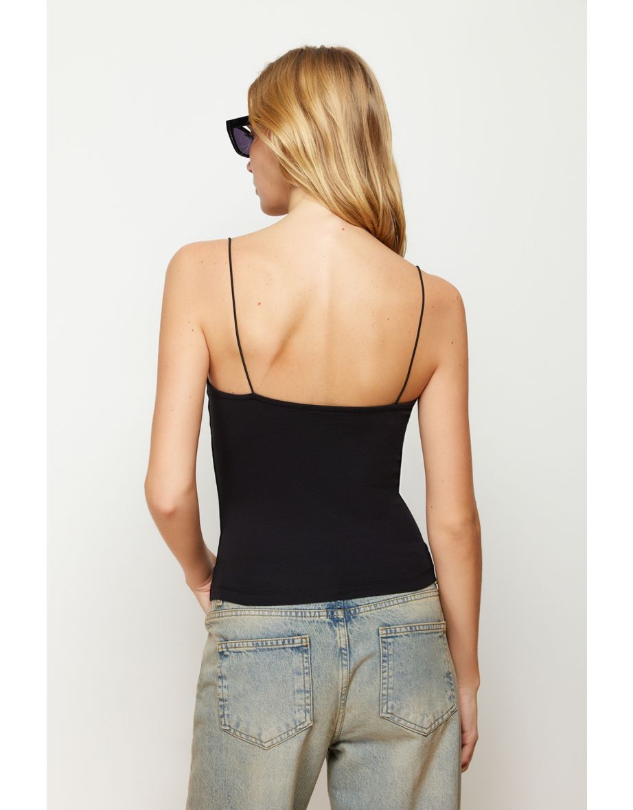 Black Strap Regular Stretch Knitted Undershirt - 7