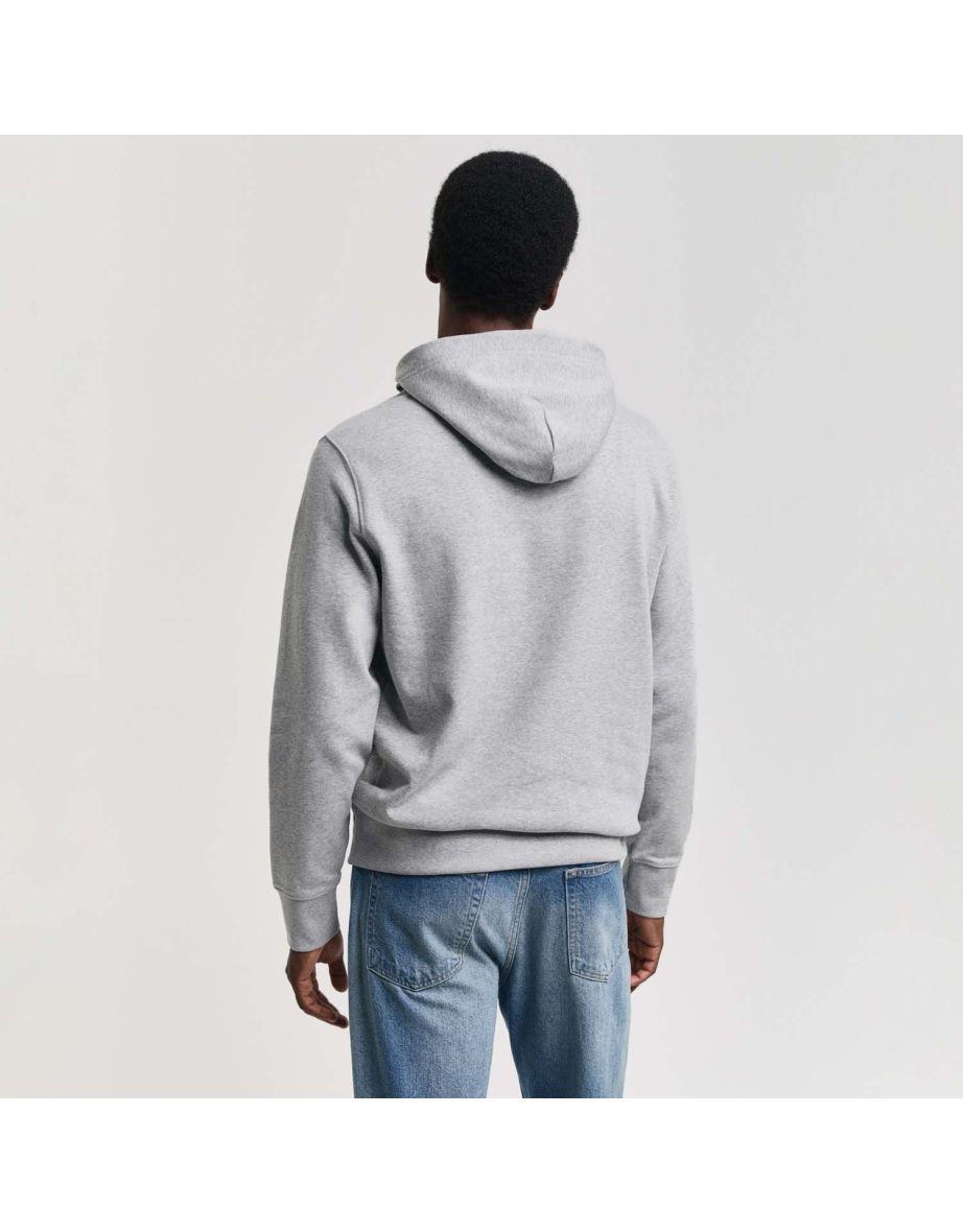 Men's Gant Embroidered Archive Shield Hoodie in Grey - 1