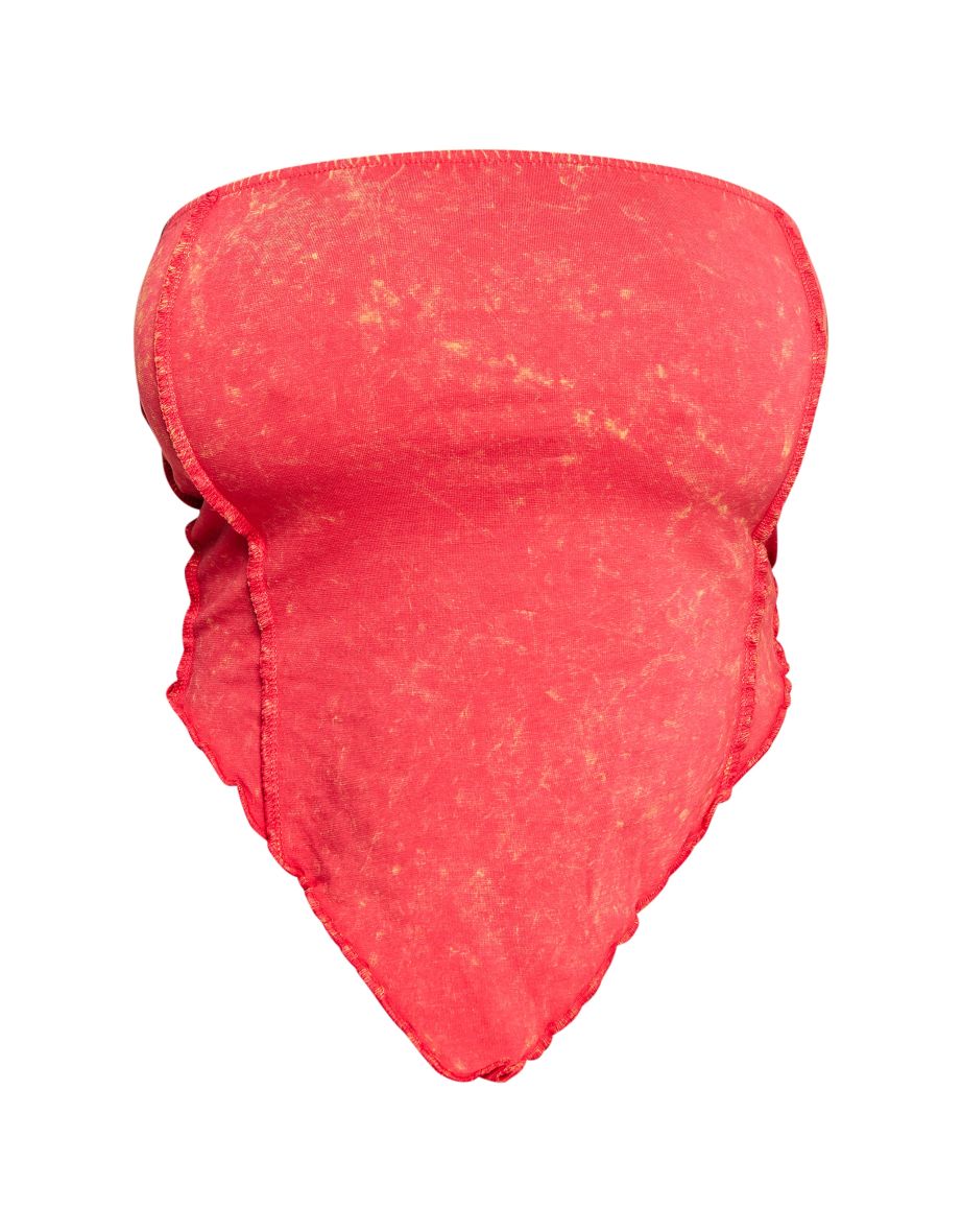 Shape Red Washed Cotton Seam Bandeau Top - 4