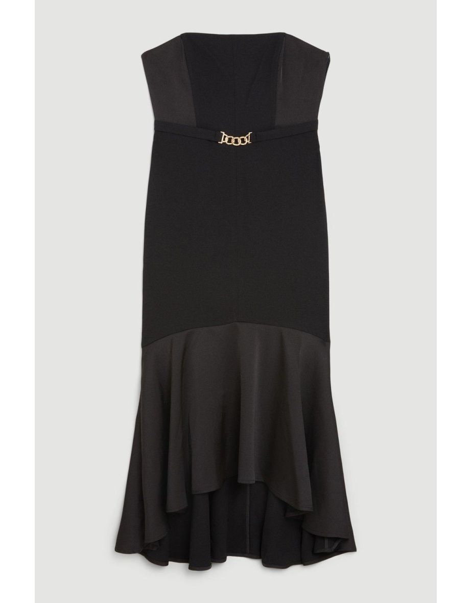 Bardot Satin Back Crepe High Low Hem Woven Midi Dress - 3