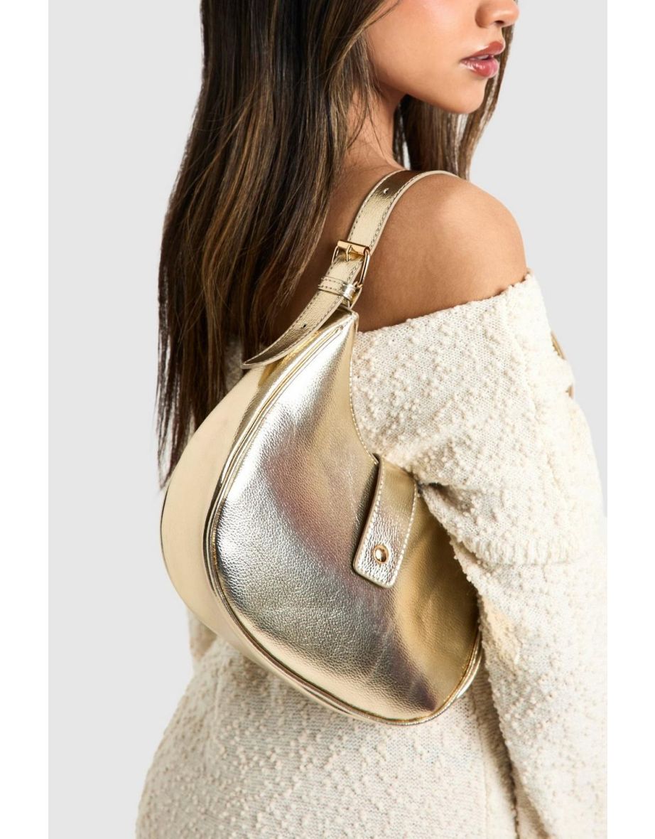 Half Moon Leather Look Shoulder Bag