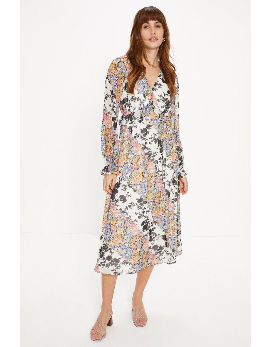 Oasis patched store print ruffle dress