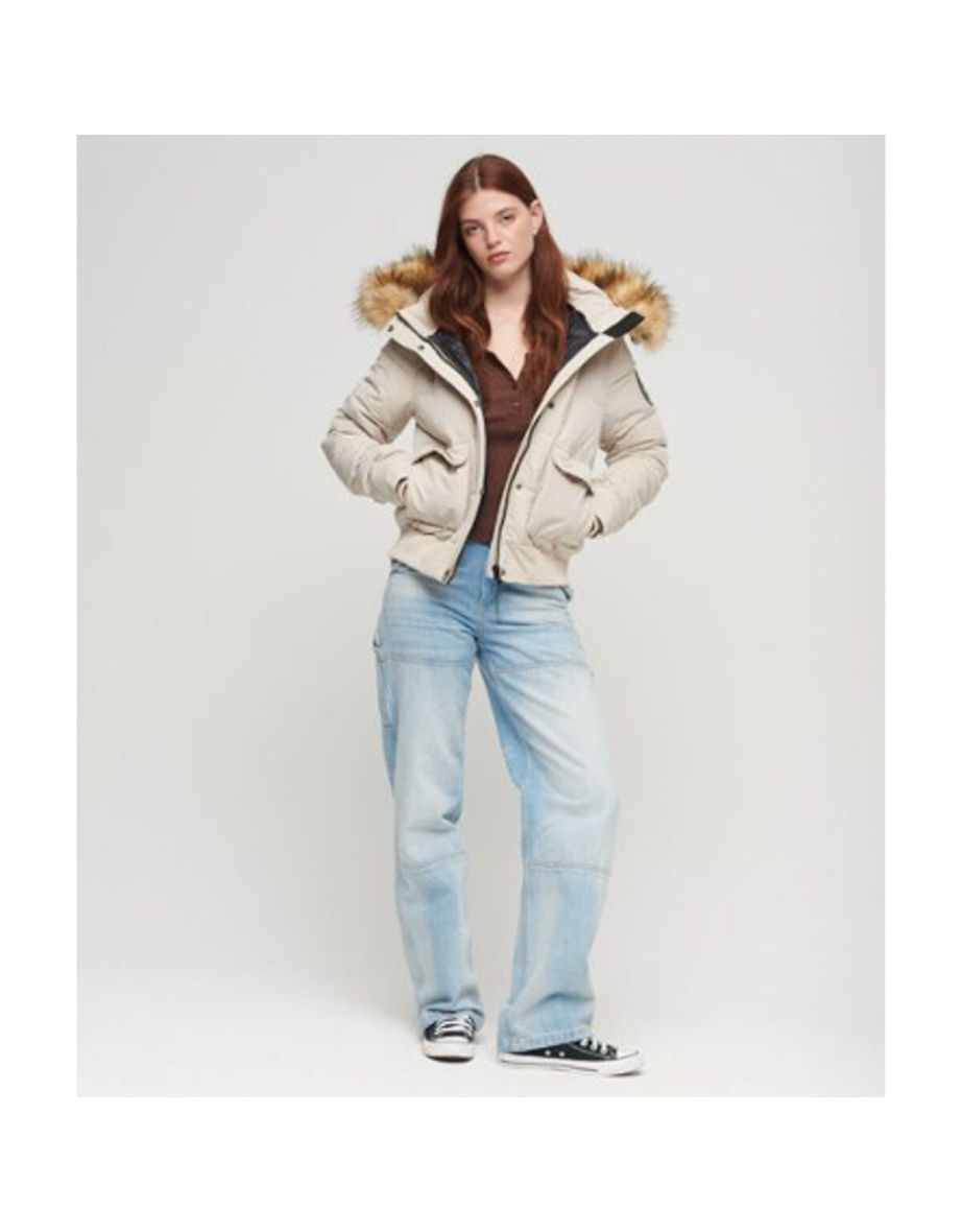 Everest Hooded Bomber Jacket with Faux Fur Trim - 4