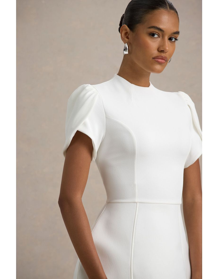 Carabella | White High-Neck Short-Sleeve Mini Dress - 5