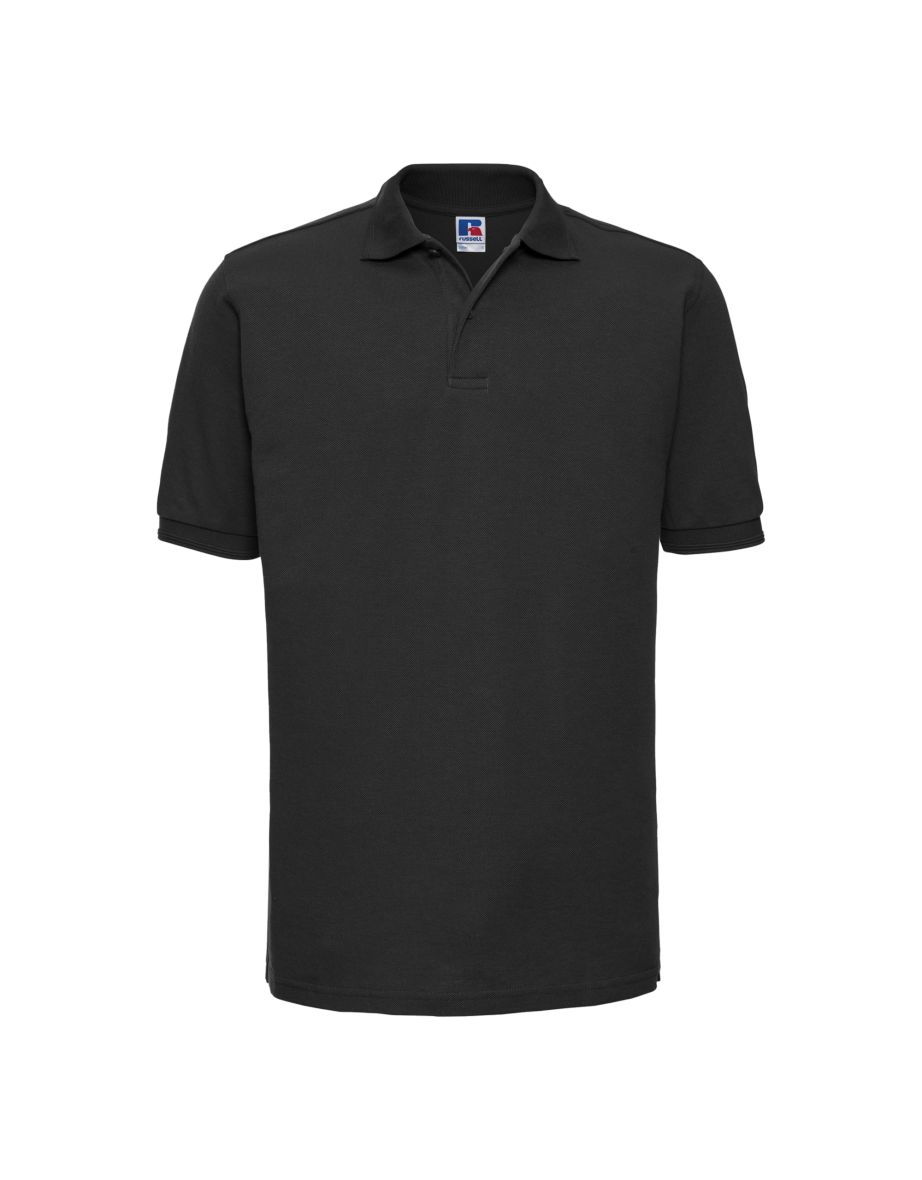 Russell Mens Ripple Collar & Cuff Short Sleeve Polo Shirt - Black