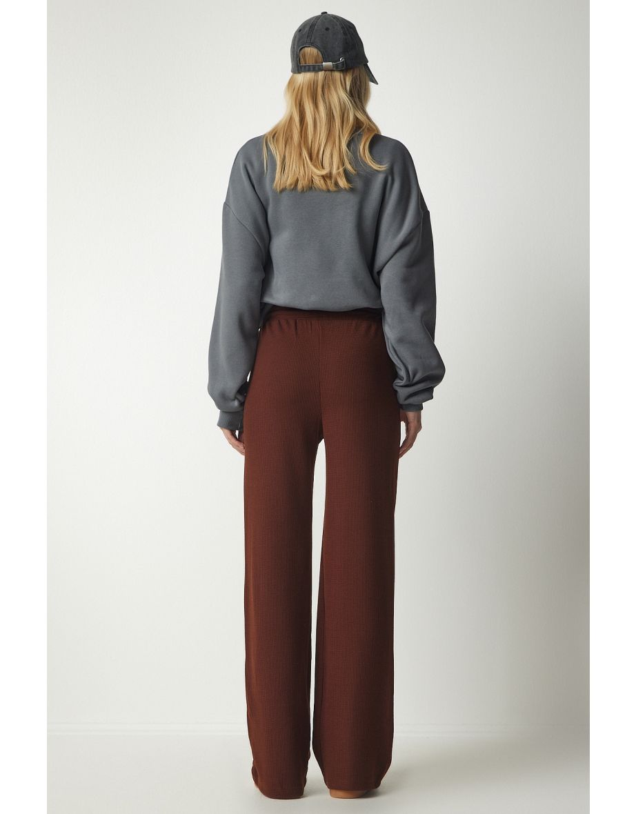 Women's Brown Camisole with Pockets Sweatpants - 4