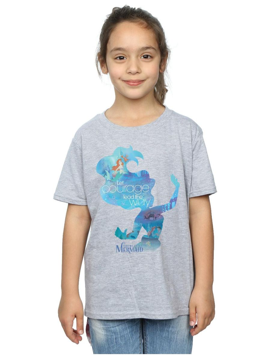 The Little Mermaid Girls Silhouette T-Shirt - Sports Grey - 3