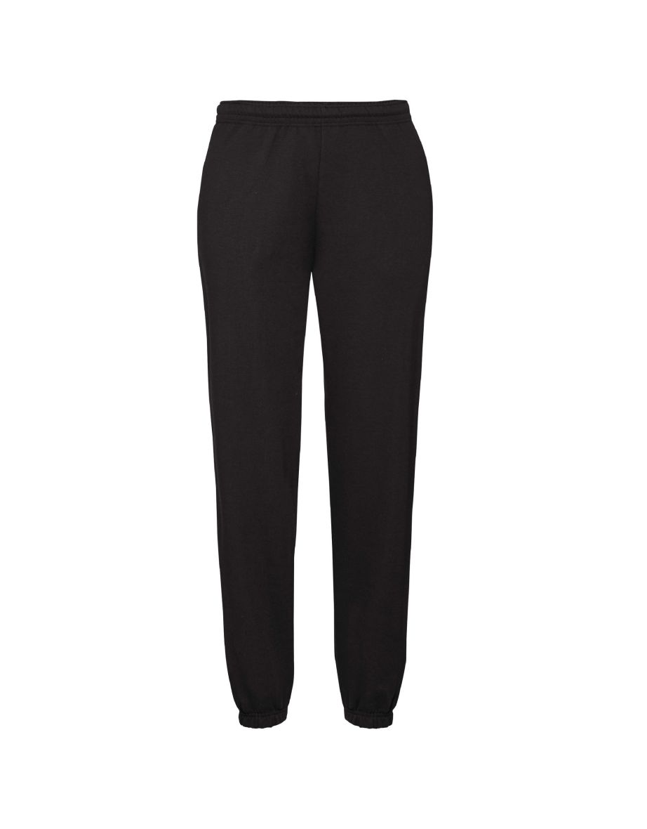 Fruit Of The Loom Mens Elasticated Cuff Jog Pants / Jogging Bottoms - Black