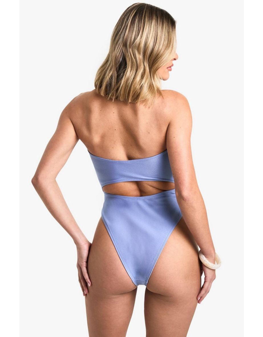 Orchid Applique Cutout Swimsuit - blue - 3