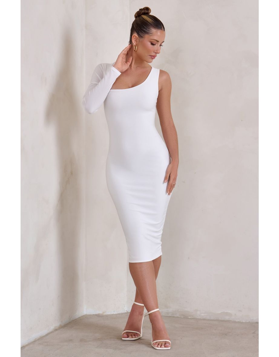 Refine | White One Shoulder Bodycon Midi Dress - 7
