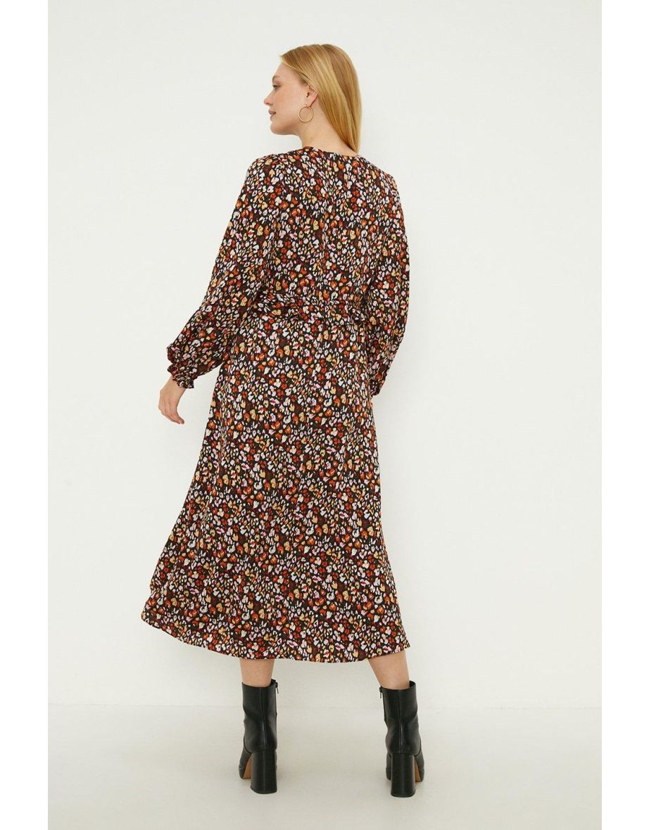Multi Animal Ruffle Detail Midi Dress - 2