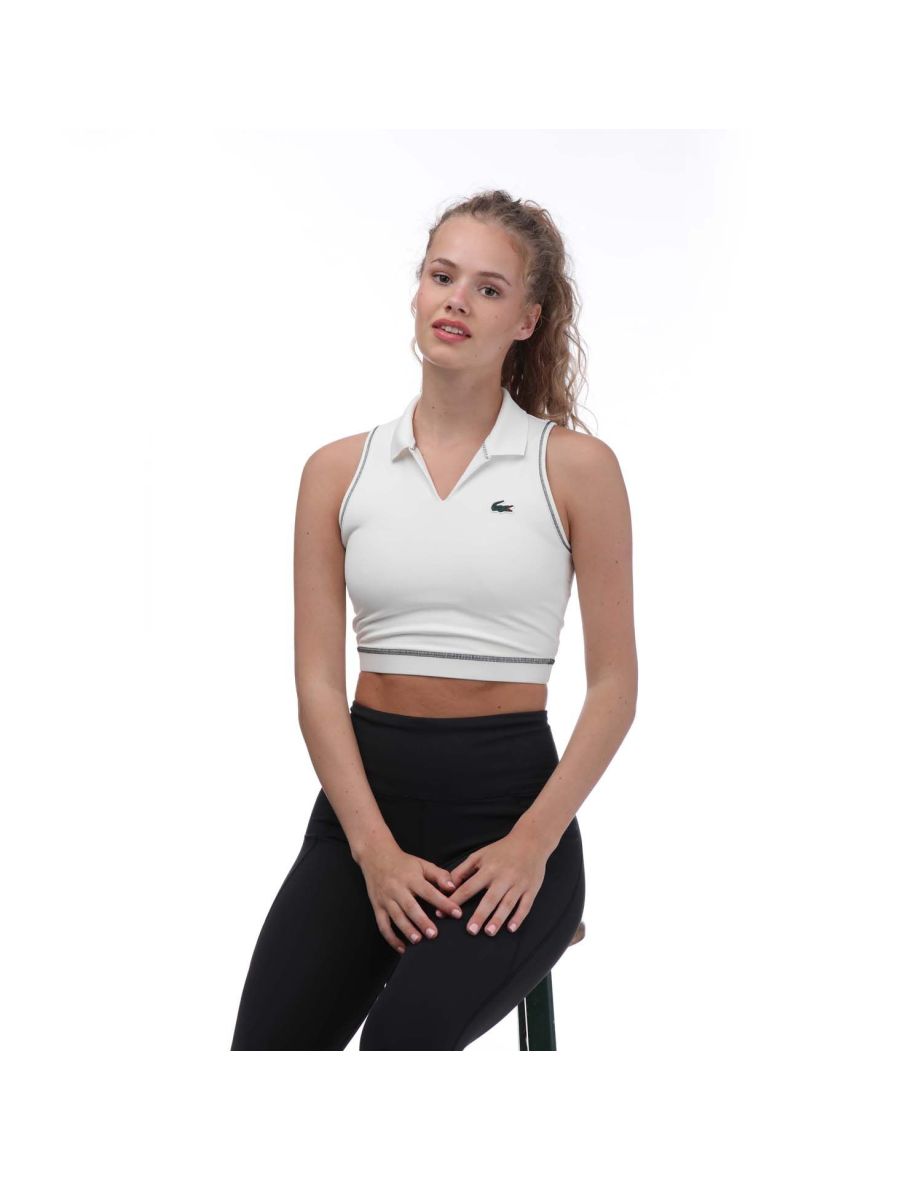 Women's Lacoste Sport Polo Style Sports Bra in White - 5