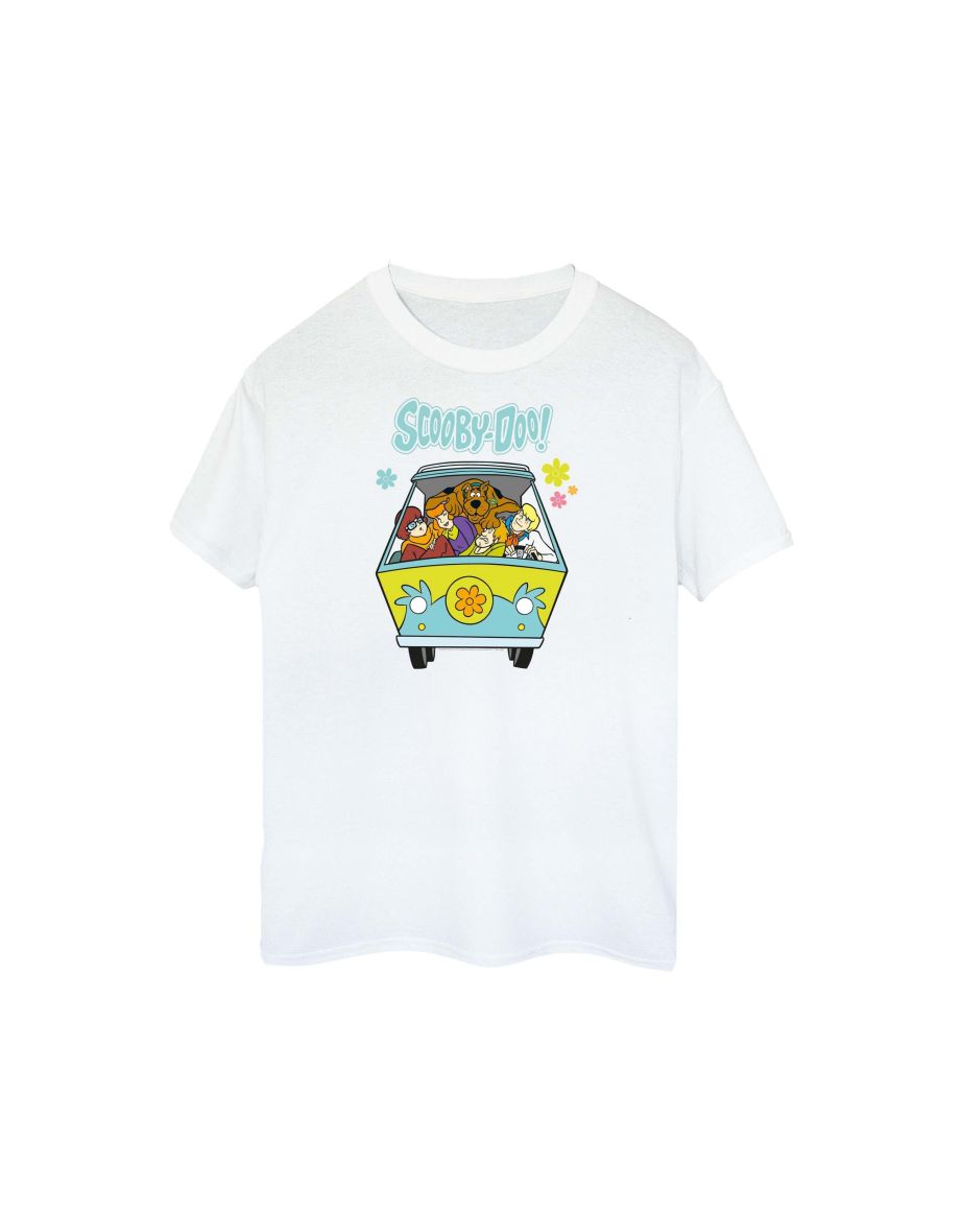 Scooby Doo Womens/Ladies Mystery Machine Group Cotton Boyfriend T-Shirt - White - 1