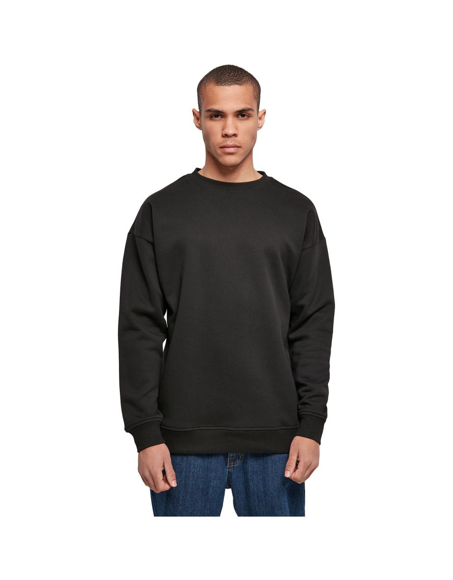 Mens Crew Neck Plain Sweatshirt - Black - 3