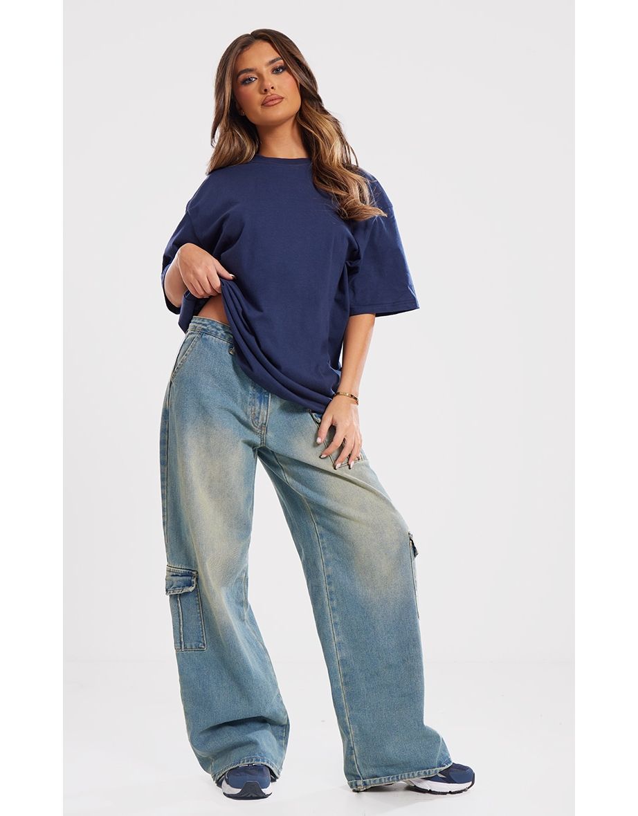 Dark Blue Boxy Oversized T Shirt