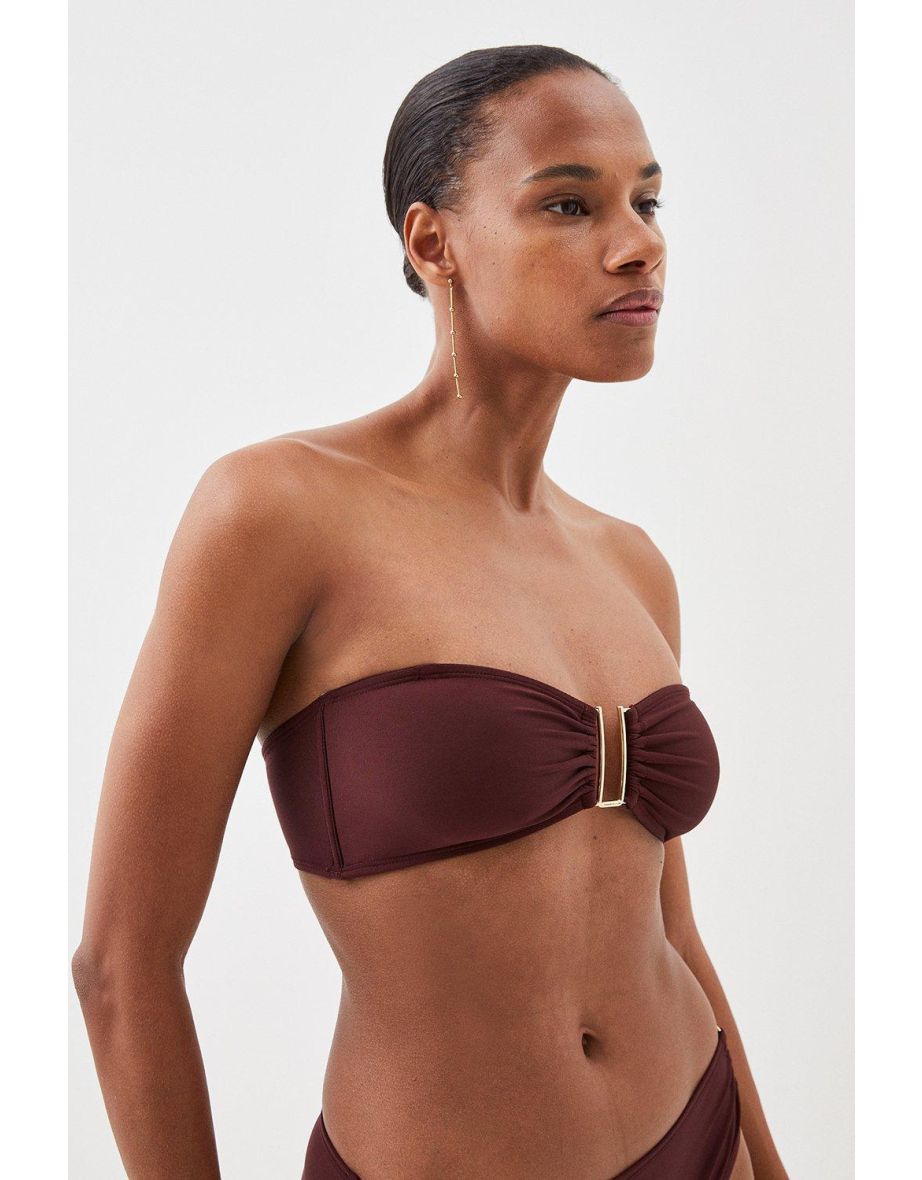 Detachable Strap Gold Trim Bikini Top - 3