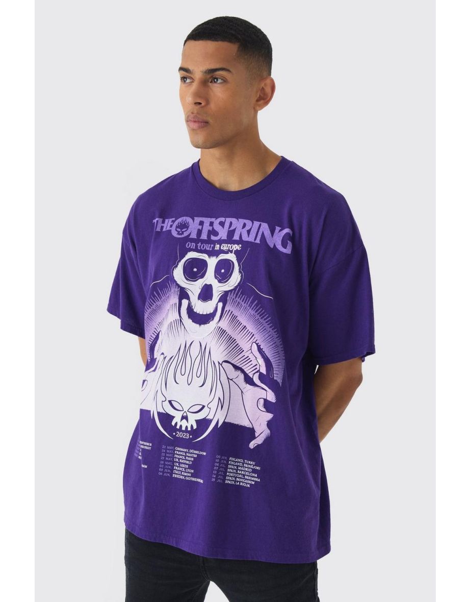 Oversized The Offspring Band License Wash Print T-Shirt
