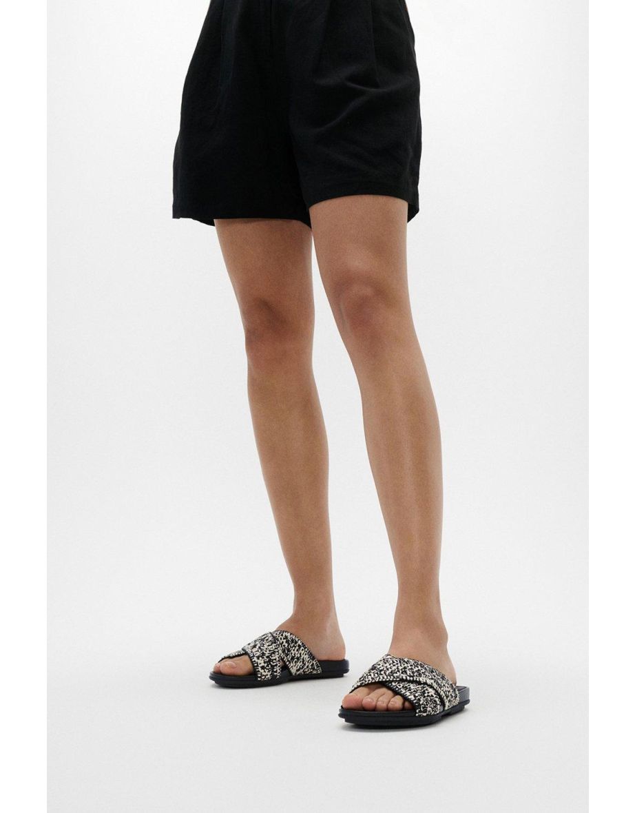 Gracie Woven Cross Slides Black Mix