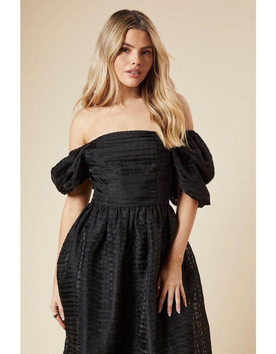 DP Luxe Seersucker Square Neck Midi Dress