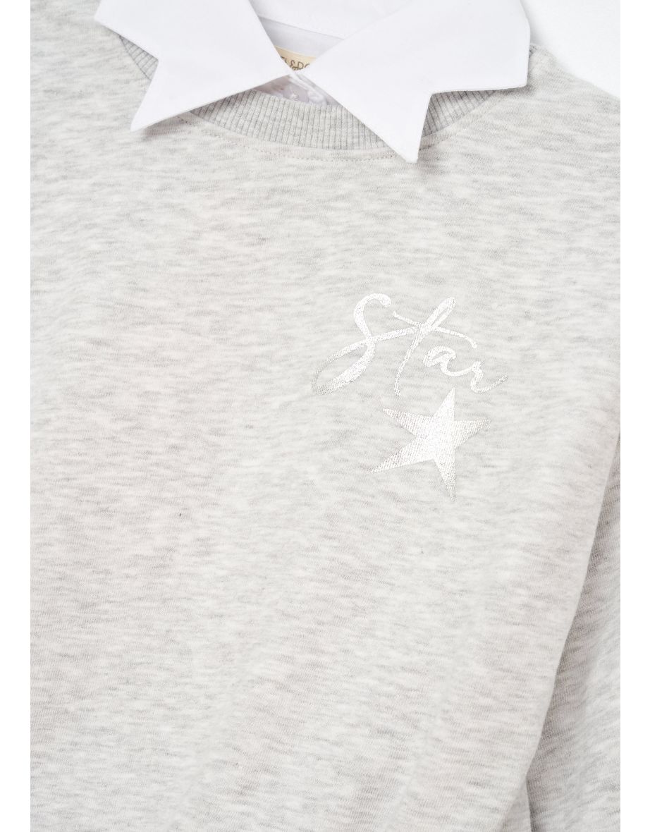 Emilie Grey Star Collar Sweat - 5