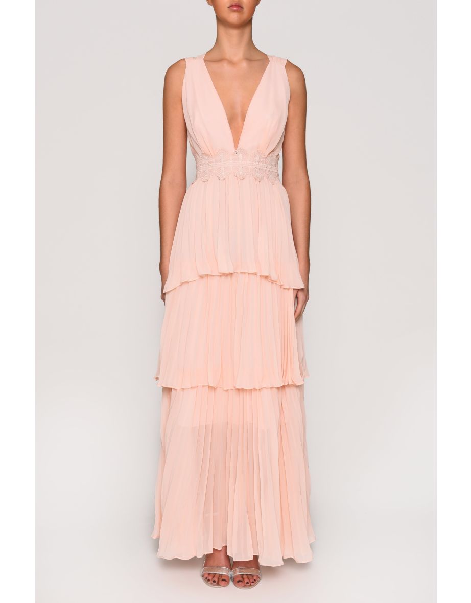 Pink Chiffon A-Line Maxi Smock Dress