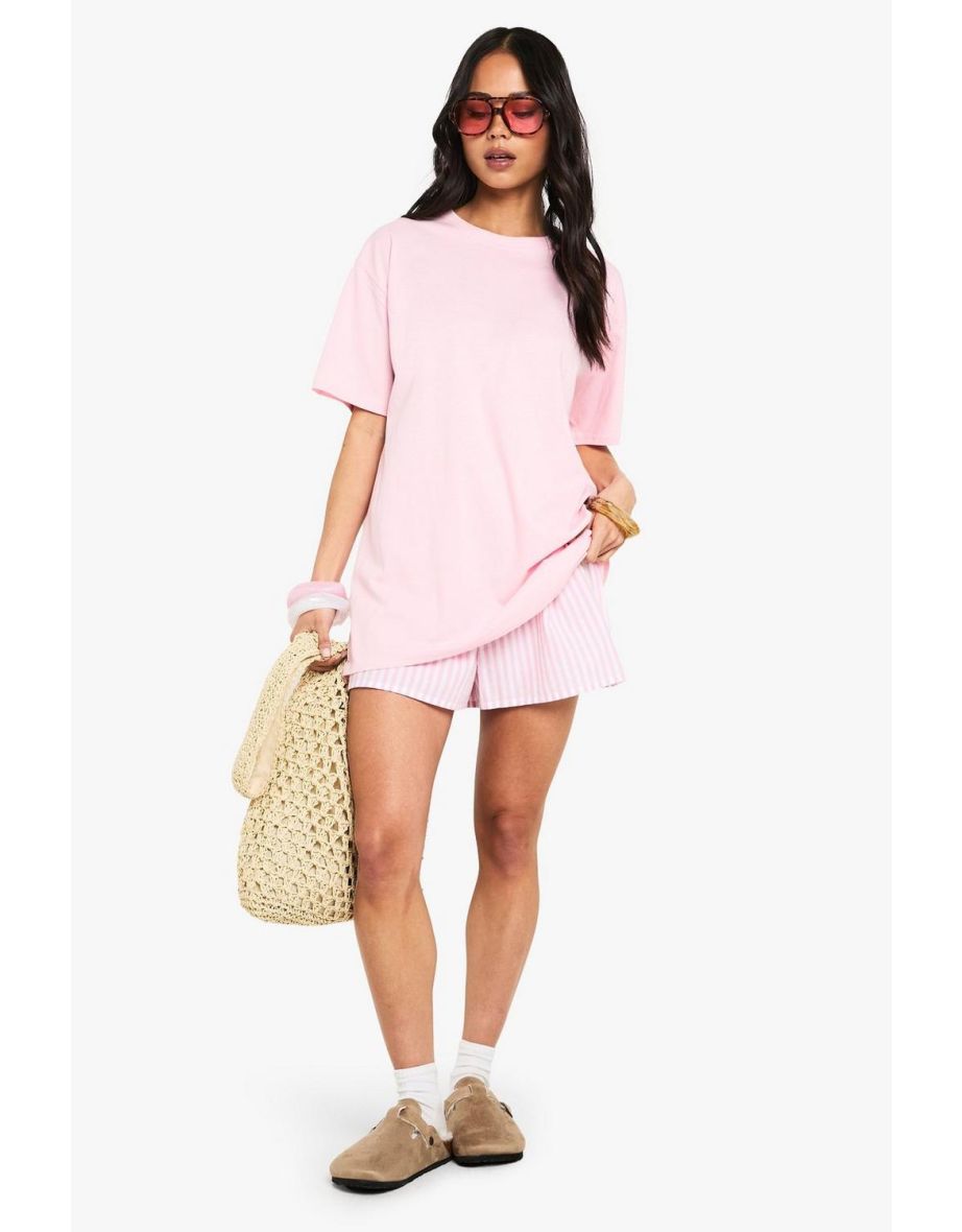 Ibiza Cherry Print Graphic Oversized T-Shirt - light pink