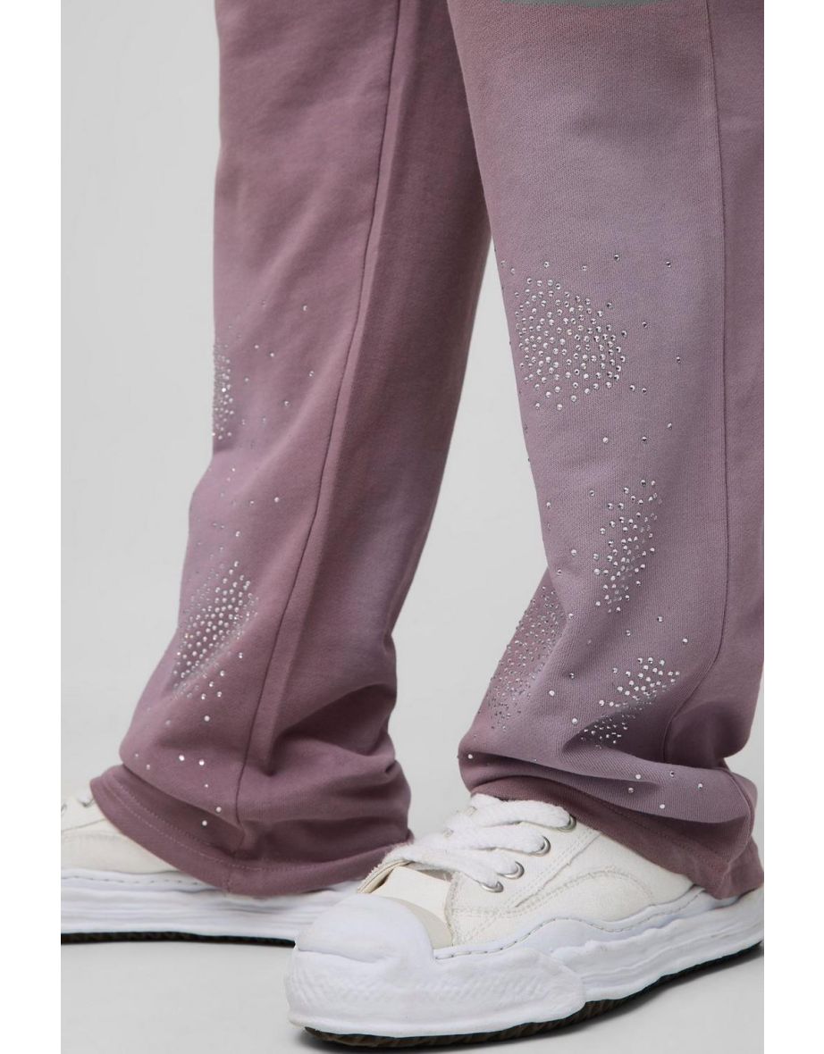 Relaxed Fit Washed Rhinestone Joggers - purple - 2