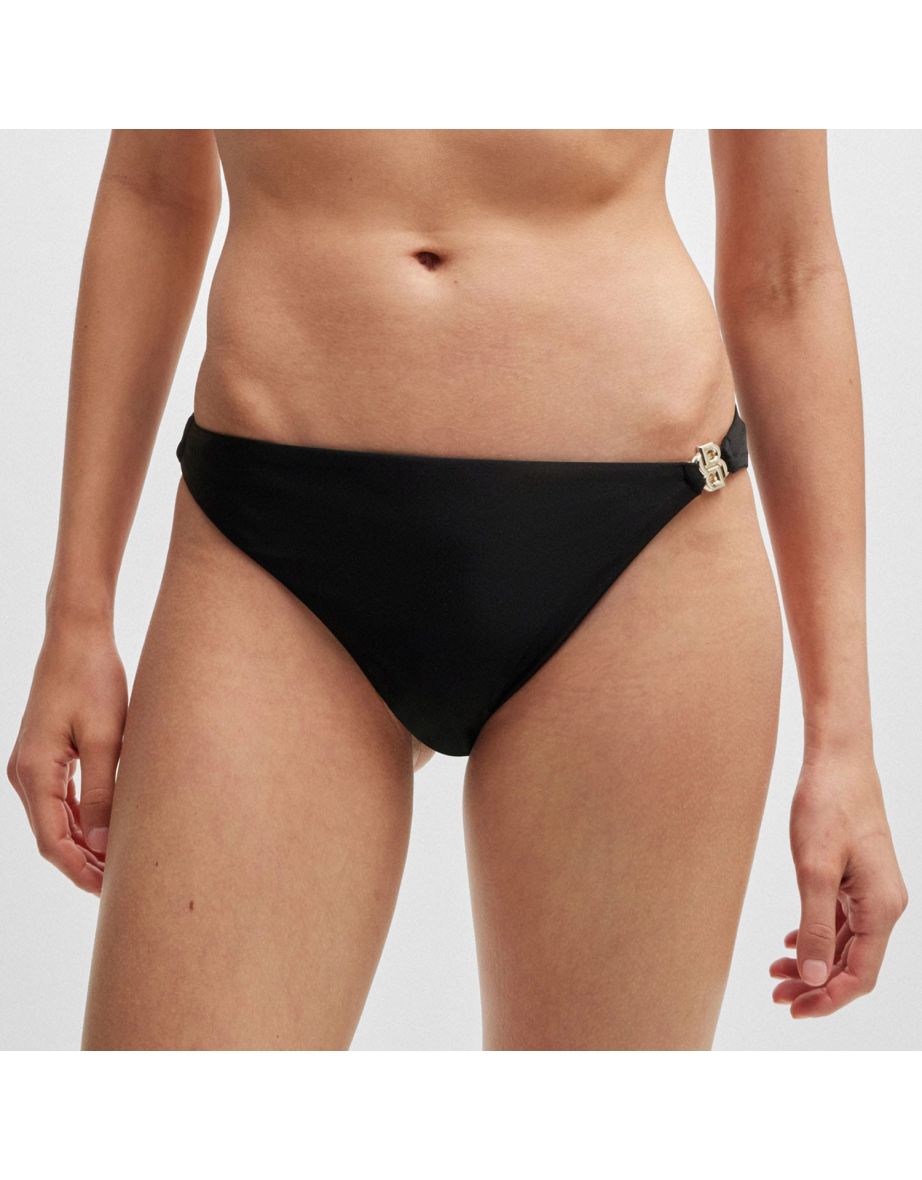 Women's Boss Double B Monogram Fully Lined Bikini Bottoms in Black