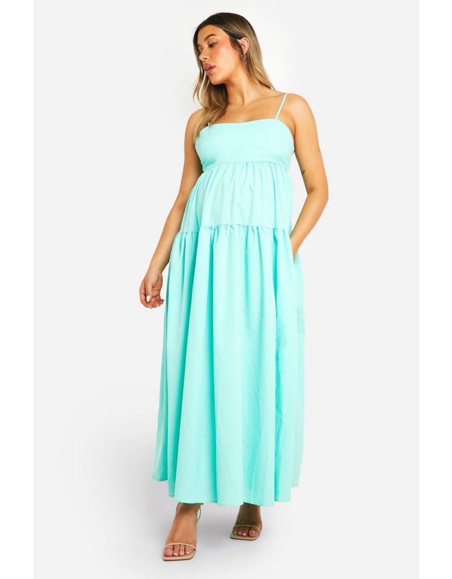 Maternity Tiered Strappy Smock Maxi Dress