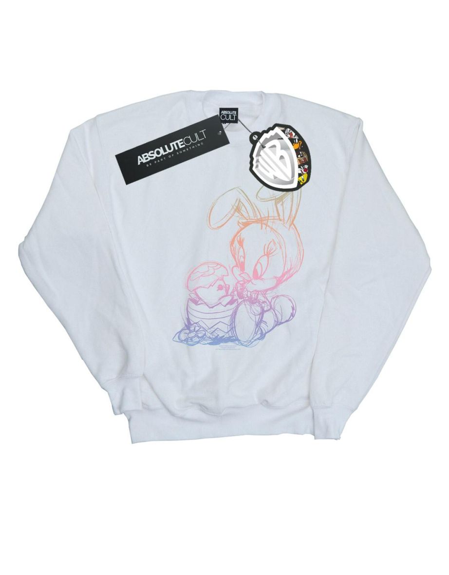 Looney Tunes Boys Tweety Pie Easter Egg Sketch Sweatshirt - White