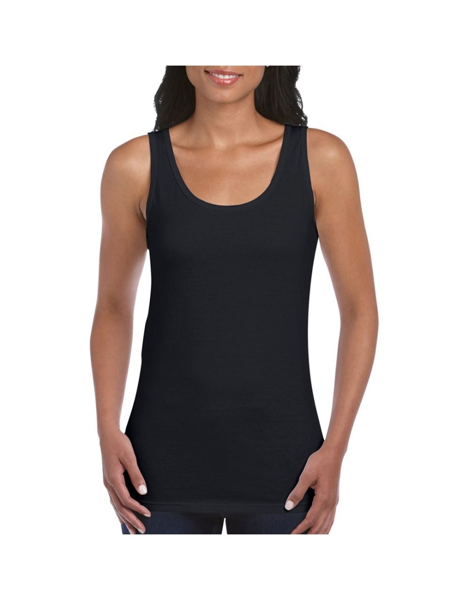 Gildan Ladies Soft Style Tank Top Vest - Black - 3
