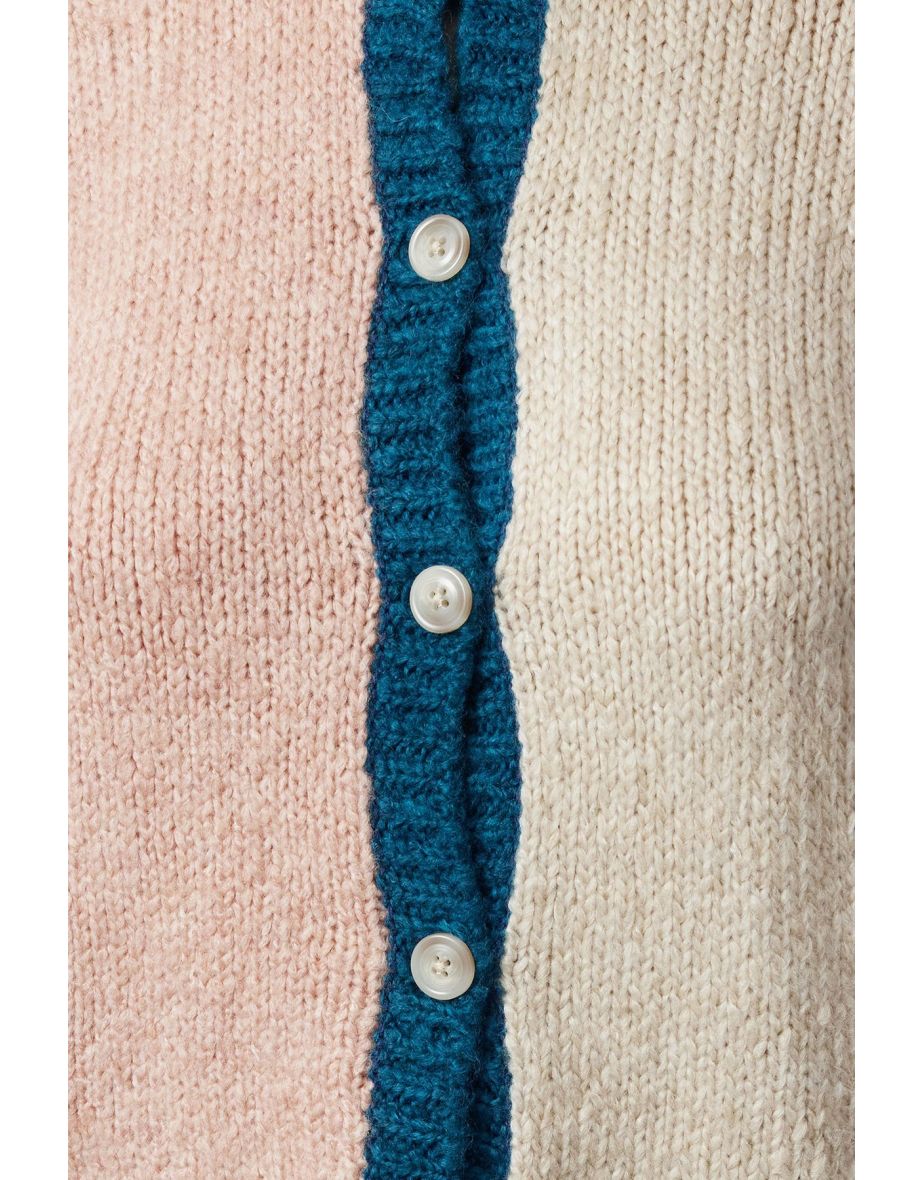 Brown Color Block Knitwear Cardigan - 4