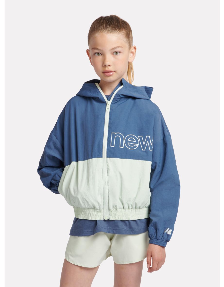 Girls Athletics Mesh Lined Windbreaker in Blue
