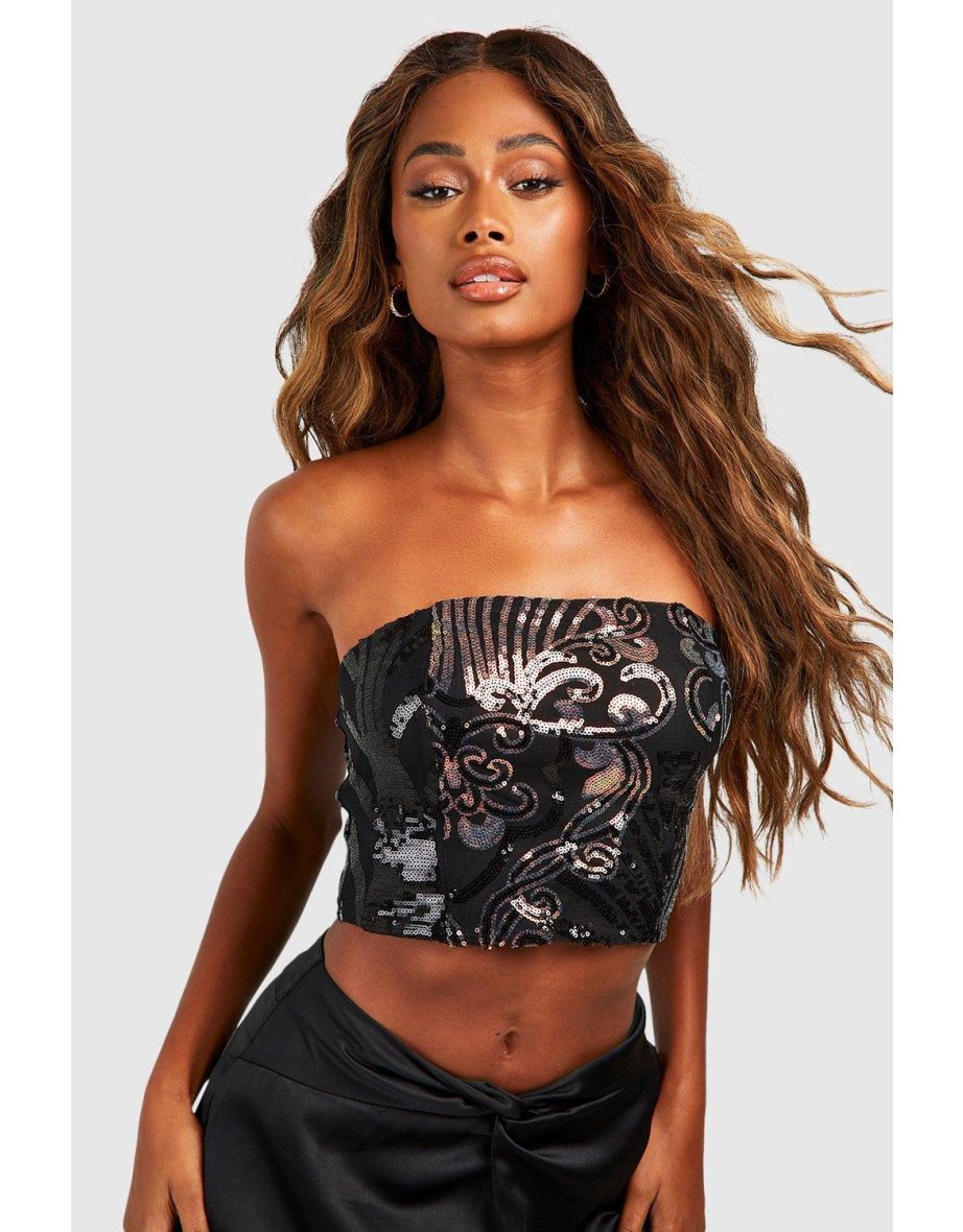 Demask Sequin Bandeau Top - black - 3