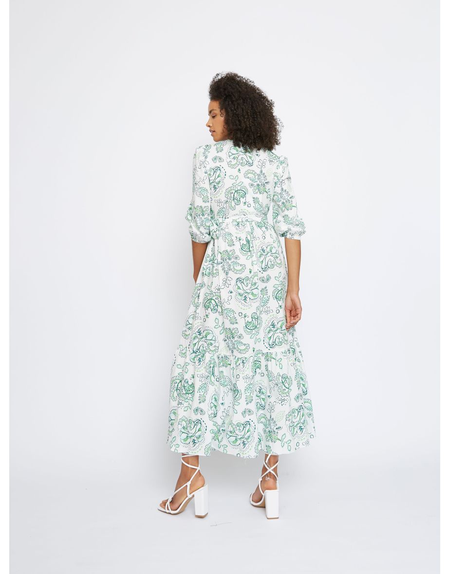 Glamorous Floral Leaf Cotton Maxi Dress - 1