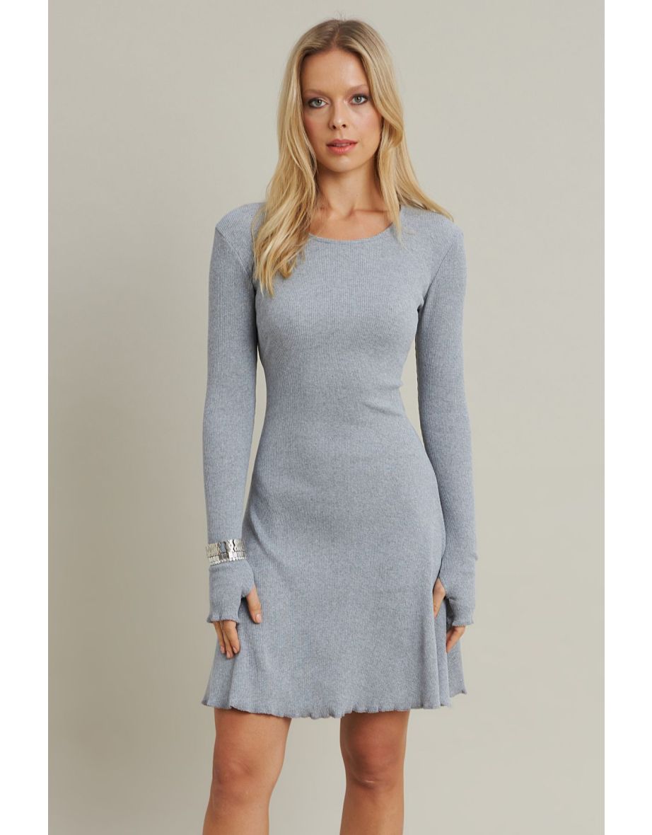 Women's Gray Melange Tied Camisole Mini Dress
